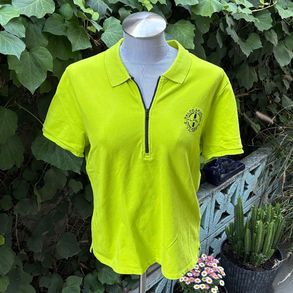 Ralph Lauren Neon Lime Zip Polo Shirt